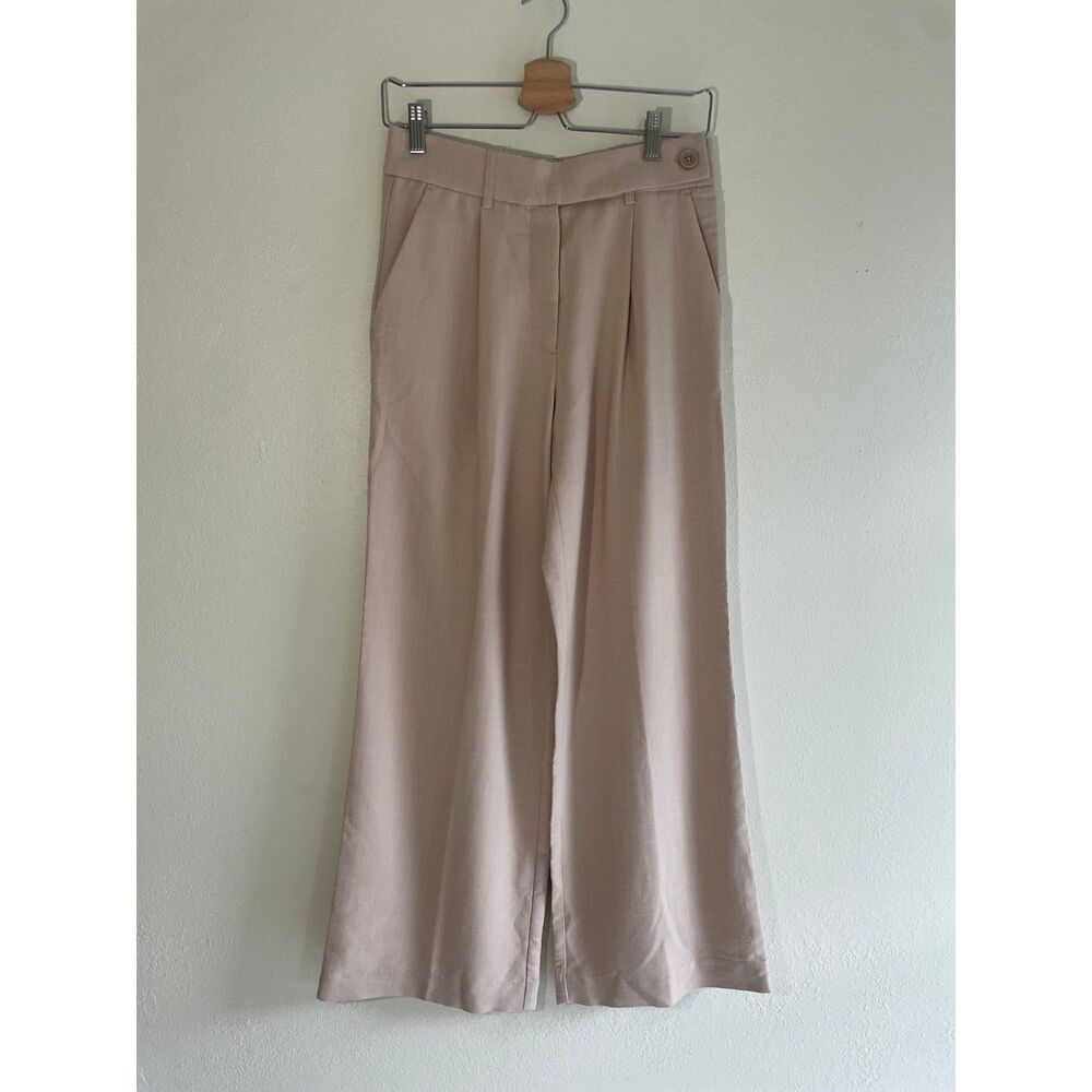High Rise Women Size 6 Khaki Tan Wide Leg Dress Pants Office Academia Minimalist